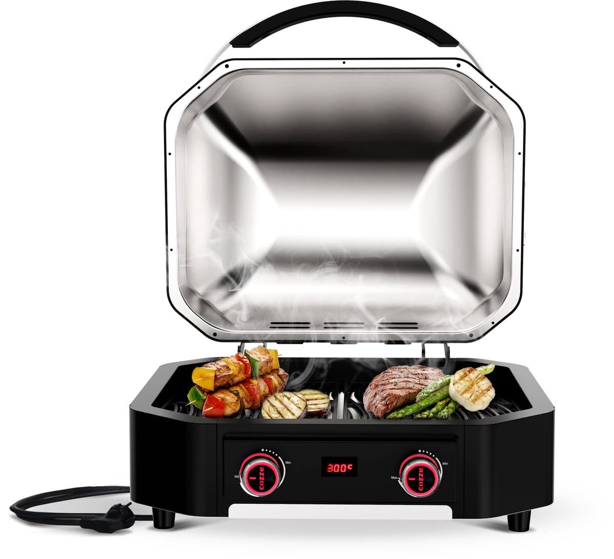 Cozze E-300 Elektrisch Grill 230V 2200 W - Roestvast Staal - Zwart — afbeelding 1
