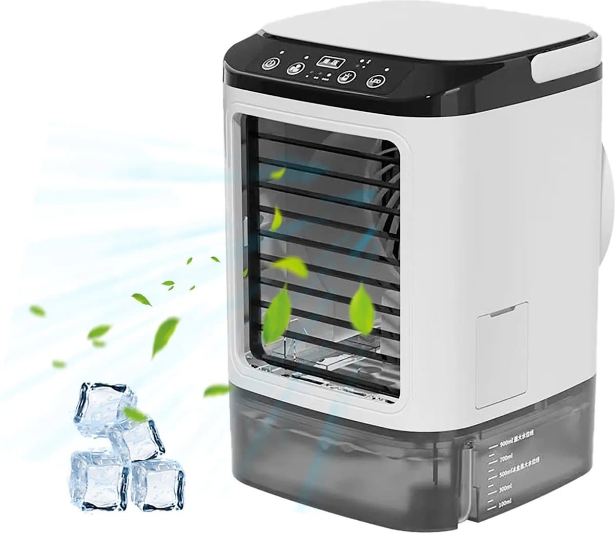 Eszenzics™ Mini Luchtkoeler - 3 ventilatorstanden - 7 kleuren met nachtlampje - Sterke koeling met 2 verstuivingsstanden - USB Power supply - Multifunctioneel - Draagbaar formaat 16.5x16.5x24cm — afbeelding 1