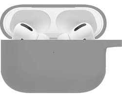 Hoesje - Geschikt voor Apple AirPods Pro 2 - Siliconen Hoes met Clip - Silicone Case Cover - Grijs