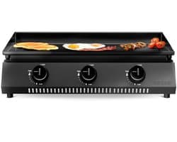 Cozze® G-700 Plancha BBQ Bakplaat - Gas Plancha - 3 Gasbranders - Grote Bakplaat voor Buiten Koken