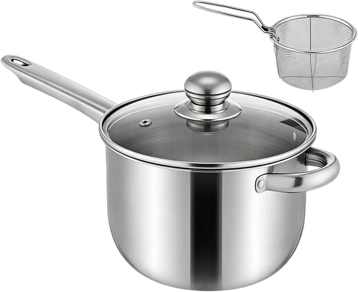 Mini Friteuse - Draagbaar Fornuis - Buiten Koken - Gelijkmatige Warmte - 15x20x15 cm - Zilver — afbeelding 1