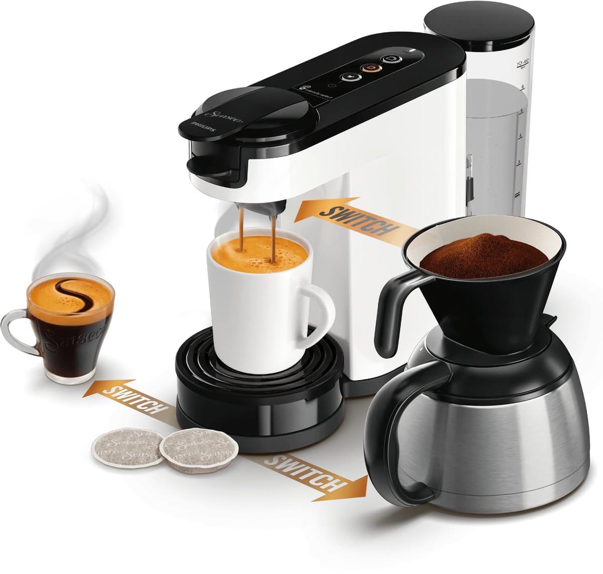 Philips Senseo Switch HD6594/02 - 2-in-1-koffiezetapparaat met filterkoffie en koffiepads - Wit — afbeelding 1