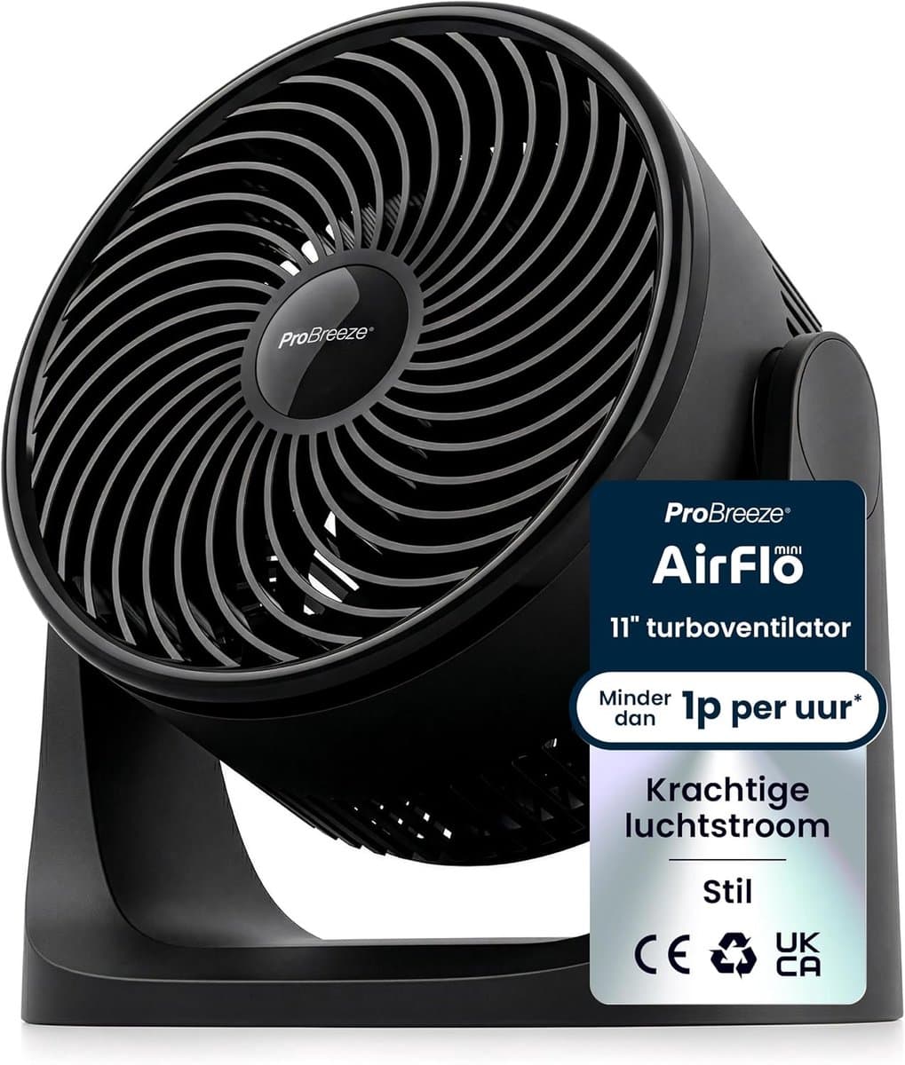 Bureauventilator stil – tafelventilator met 3 snelheden, 90° kantelbaar, 28W — afbeelding 1