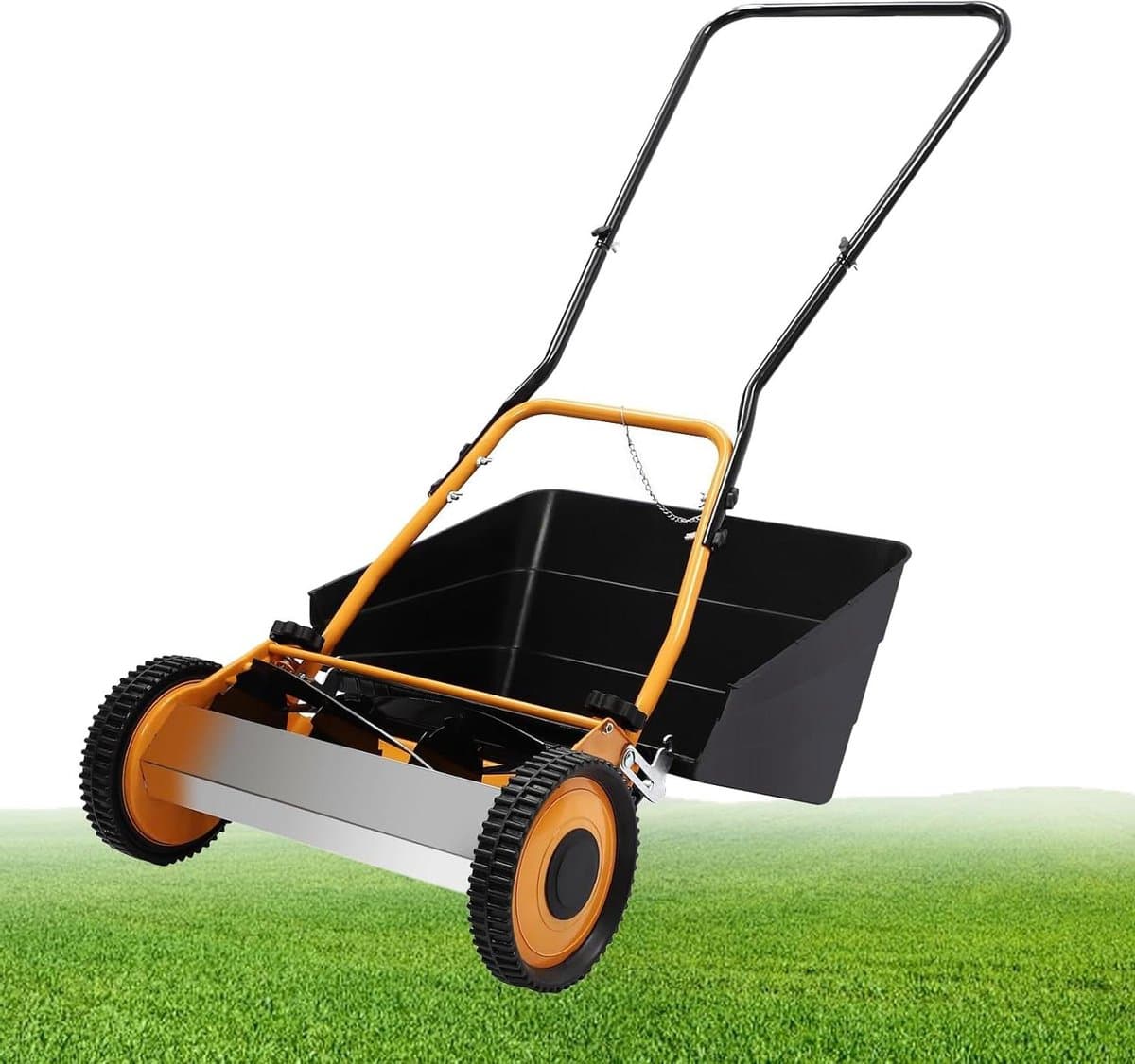 Handmatige Grasmaaier - Duwmaaier Grasmaaier - Gazon Onderhouden - Zelfslijpende Messen - 40 cm Maaibreedte - Oranje Zwart — afbeelding 1