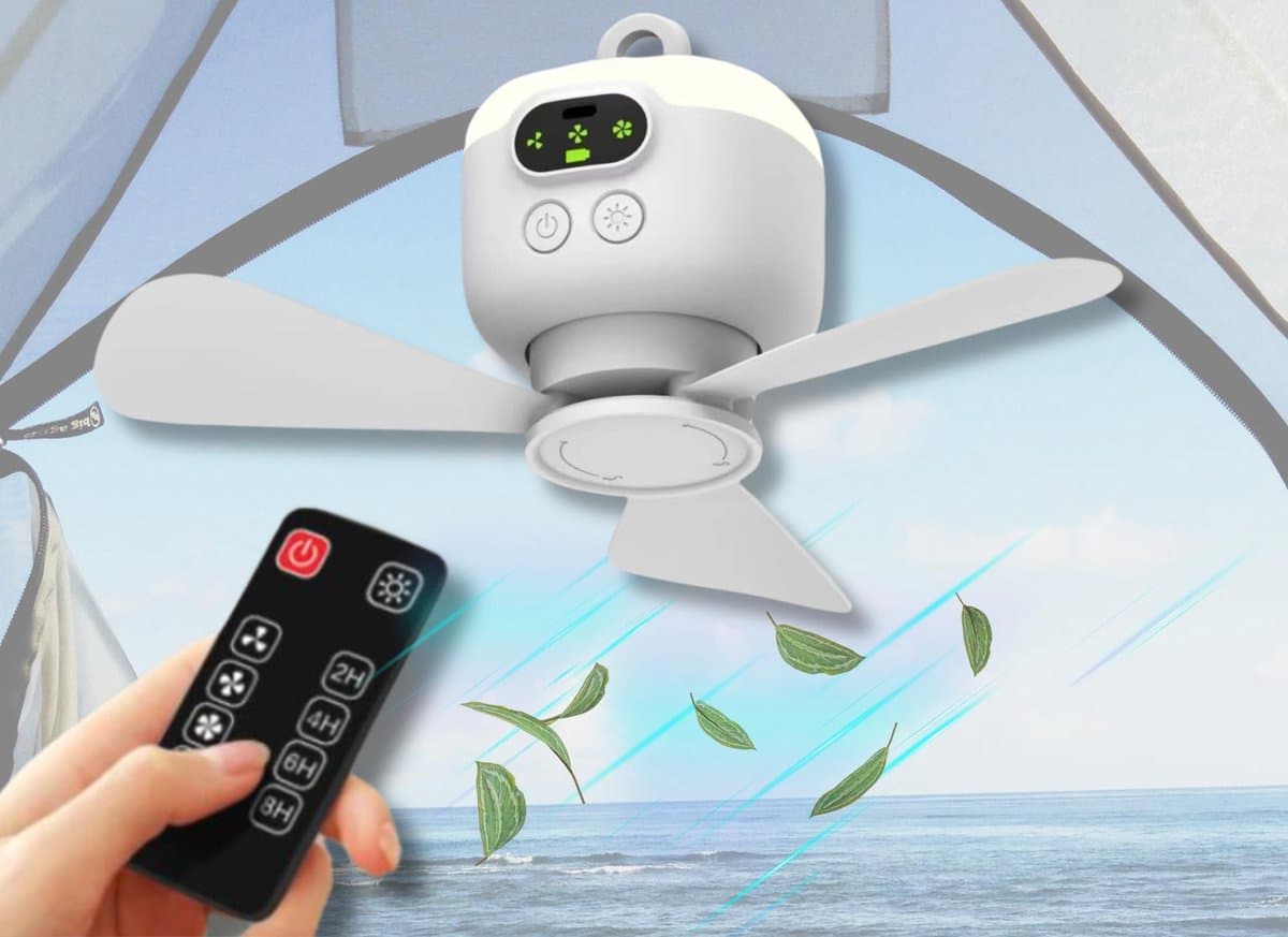 ONF3 - Draagbare Camping Ventilator - 8000mAh Accu met Afstandsbediening - 3 Snelheden - Compact en Lichtgewicht - Ideaal voor Buiten - Zomer Ac... — afbeelding 1