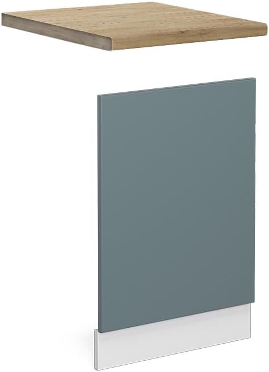 Vaatwasser Frontpaneel - Keukenpaneel Meubel - Keuken Renovatie - Ingebouwd Design - 45 cm Breed - Blauw Grijs — afbeelding 1