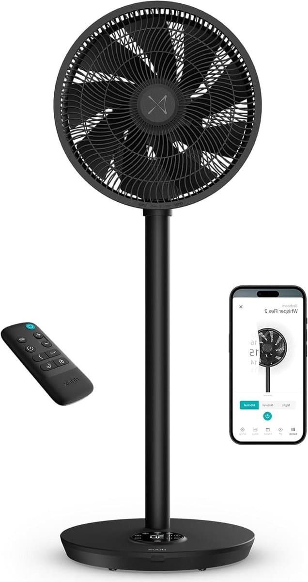 Slimme Ventilator - Stil Model - Comfortabele Koelte - 30 Snelheden - 54-92 cm - Zwart — afbeelding 1