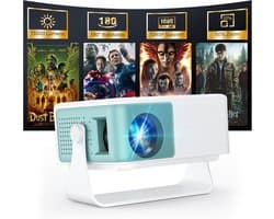 SNJY® Mini Beamer - Mini Projector - Beamer Full HD - 180° Draaibaar - 50% Zoom - Wit