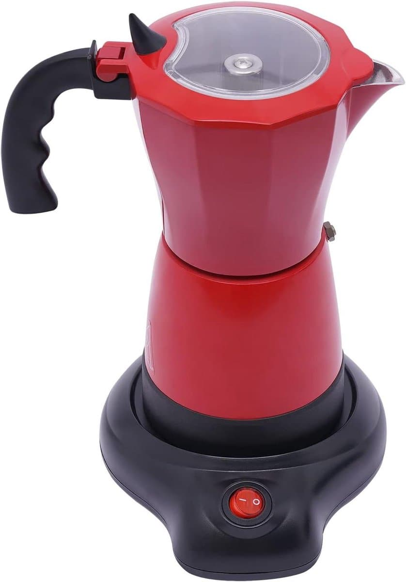 Elektrisch Koffiezetapparaat - Mokka Pot - Thuis Koffie Maken - Hoge Efficiëntie 480W - 6 Kopjes 300ml - Glanzend Rood — afbeelding 1