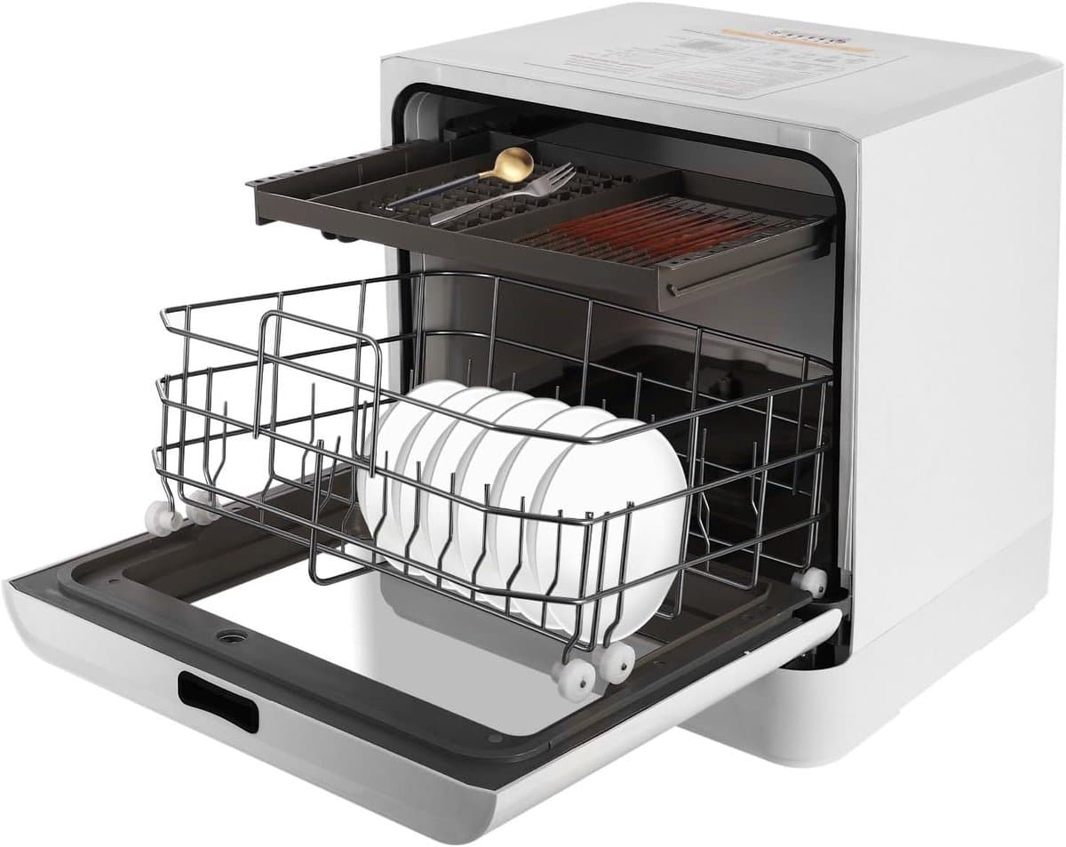 Compacte Vaatwasser - Tafelmodel Apparaat - Keuken Gemak - Twee Watertoevoer Opties - 43 x 39 x 46 cm - Wit — afbeelding 1
