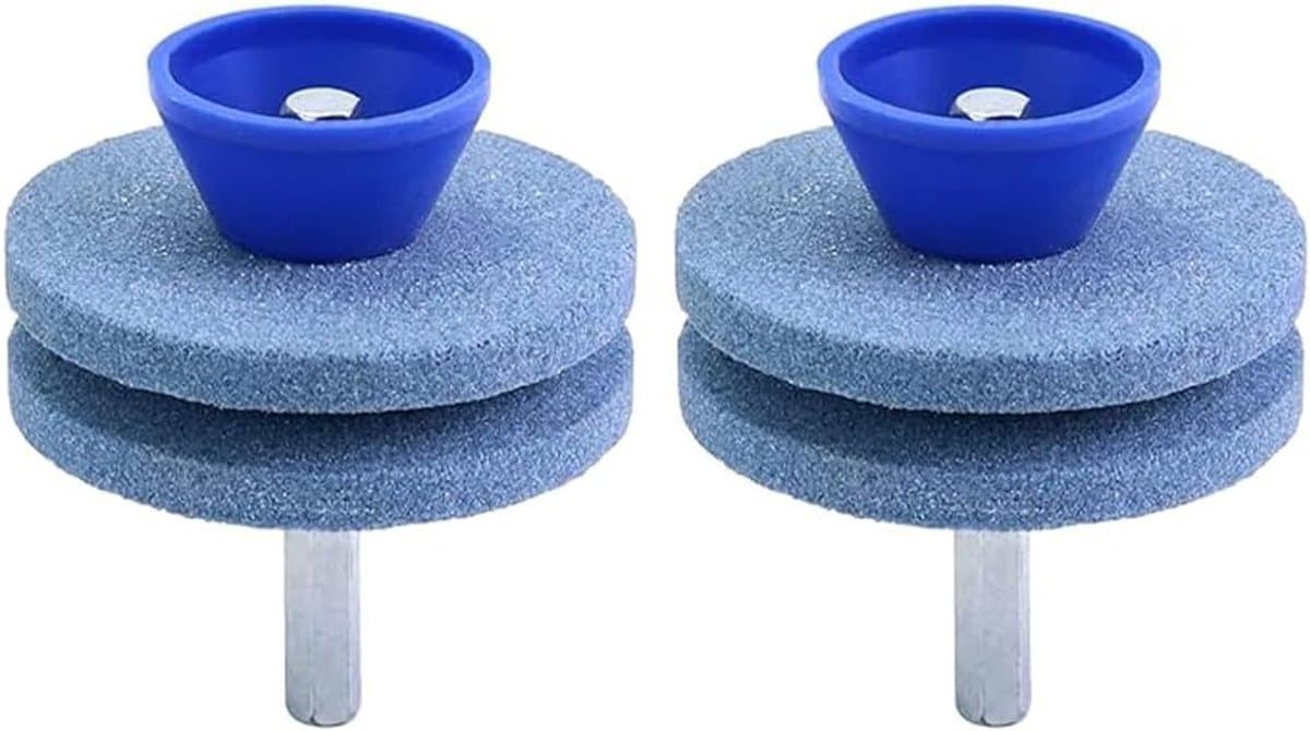 Grasmaaier Mes Slijper 2pcs - Blauw Corundum Dubbele Laag - Duurzaam en Robuust - Geschikt voor Elektrische Handboor - ShopVlot — afbeelding 1