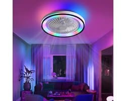 Re-purelife® Koel Zomer Collectie compacte plafondventilator voor slaapkamer, werkkamer of compacte woonkamer | ventilator met ABS | afstandsbediening, 6 snelheden en winterstand | 18W LED | rustige moderne uitstraling wit 48 × 48 × 13 cm