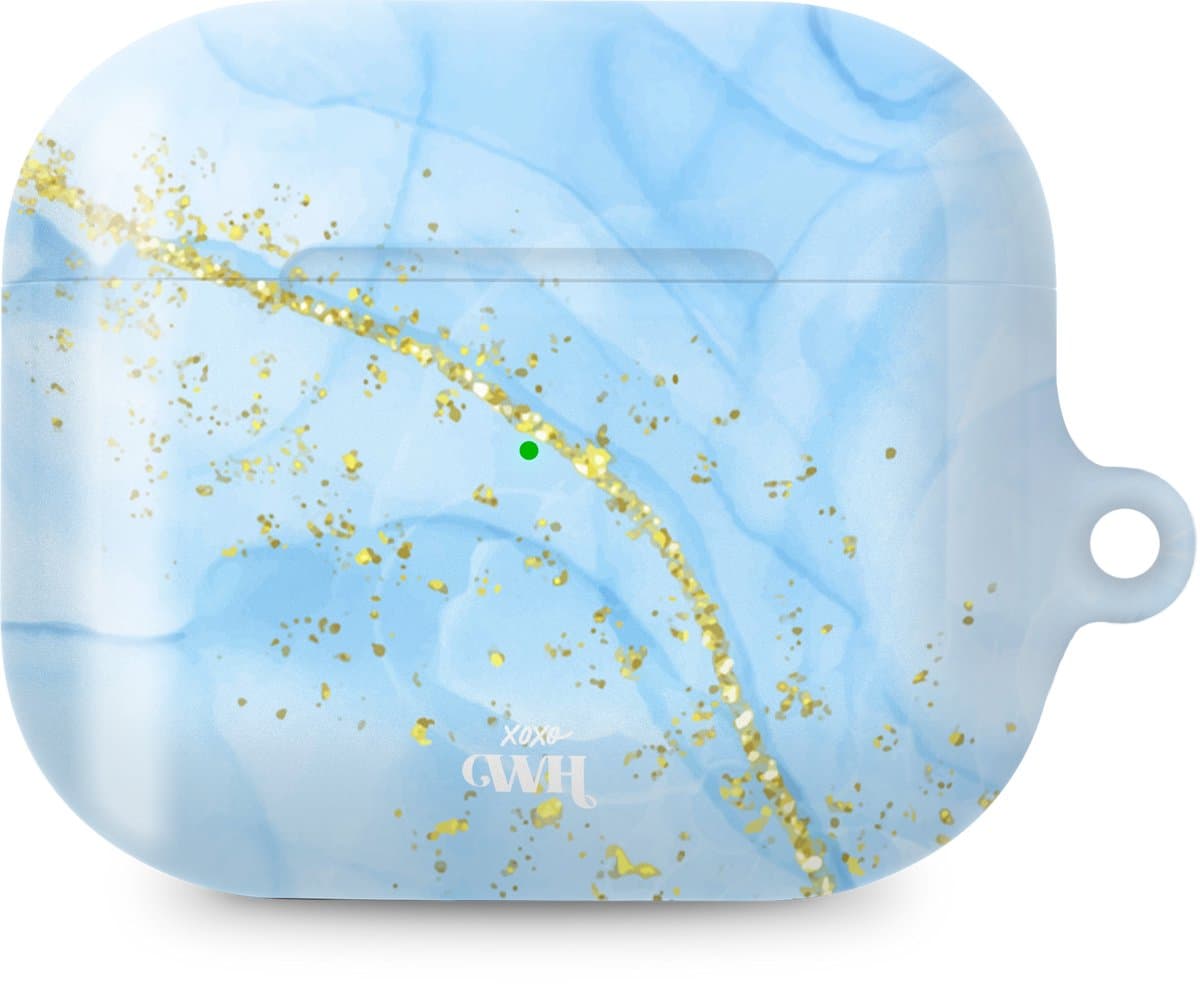 xoxo Wildhearts hoesje geschikt voor Airpods Pro 1 / Pro 2 - Marble Blue - Ook als telefoonhoesje verkrijgbaar - schokbestendige case geschikt voor Airpod Pro (2) - koptelefoon case - Beschermhoes met marmerprint - marmer look - blauw — afbeelding 1