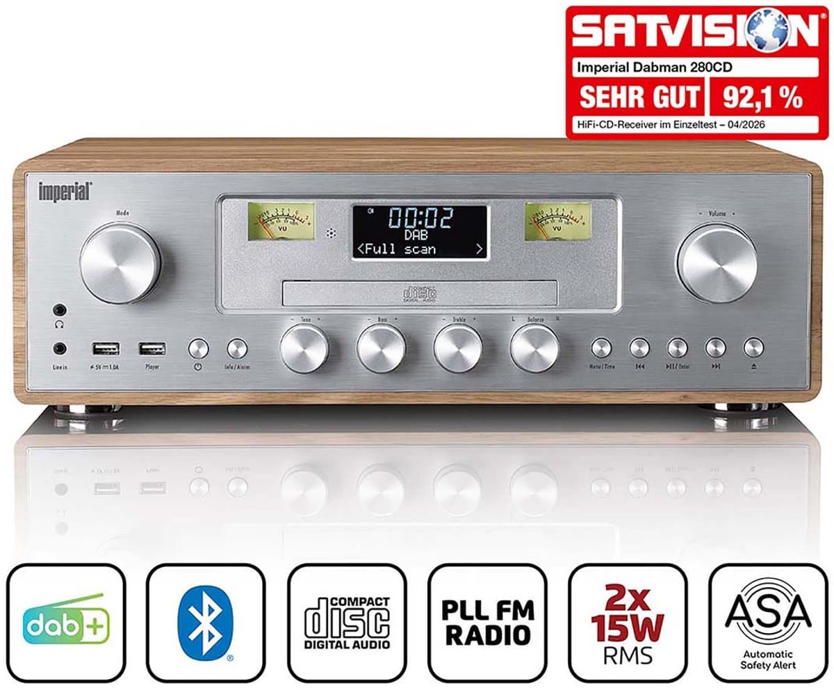 Imperial DABMAN radio met CD speler - DAB+ / FM - USB - Bluetooth - ASA Functie - Hout — afbeelding 1
