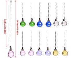 Plafondventilator Trekketting - Kristal Trekkoord Lamp - Ventilator Bediening - Prismatische Kristal Bal - 50 cm Ketting - Roze