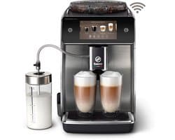 Saeco GranAroma Deluxe - Espressomachine - 18 Dranken met melksysteem - Groot scherm - Slim & verbonden - Volautomatisch - Koffiemachine met bonen + AquaClean filter - Metaal/Zwart (SM6685/00)