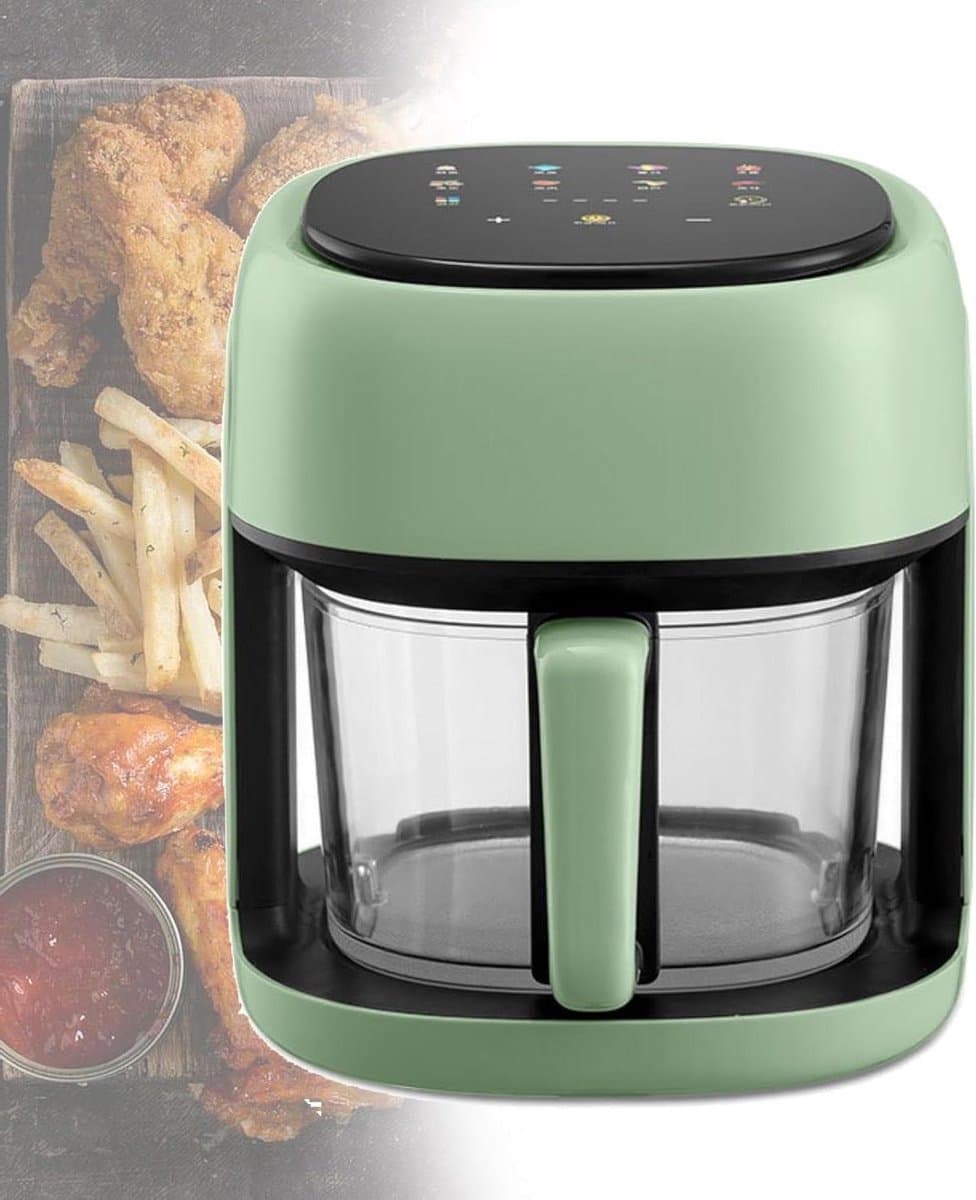 Airfryer Visueel - Heteluchtfriteuse - Gezond Koken - Zichtbaar Venster - 45 Liter - Groen — afbeelding 1