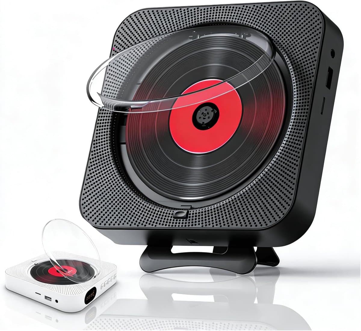 Draagbare CD-speler met Bluetooth, HiFi Luidspreker, Wandmontage, USB/AUX Muziekspeler, zwart — afbeelding 1