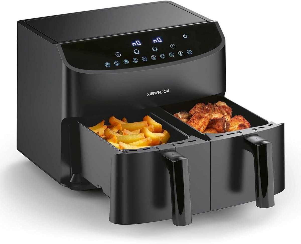 Dubbele Kamer Heteluchtfriteuse - Airfryer Dubbel - Gezond Frituren - Smart Finish Synchronisatie - 7 Liter - Zwart — afbeelding 1
