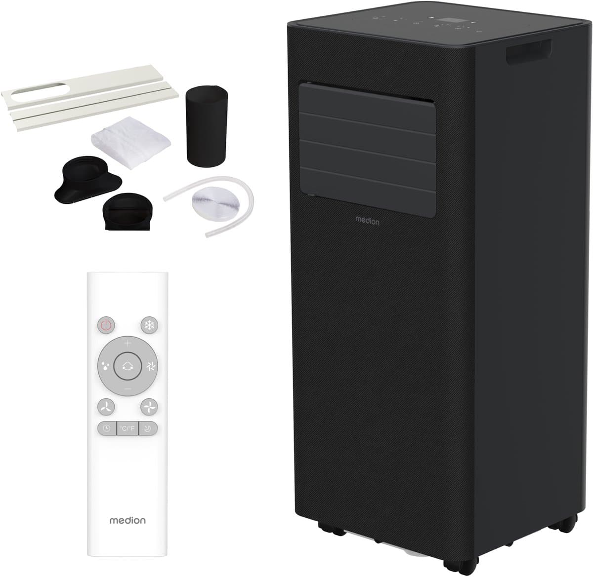 MEDION Mobiele Airconditioner met afvoerslang E902 - 9.000 BTU, mobiel, incl. raamafdichting, tot 32m², 3in1 koelen ontvochtigen ventileren, autoswingfunctie, slaapmodus, MD100137) — afbeelding 1