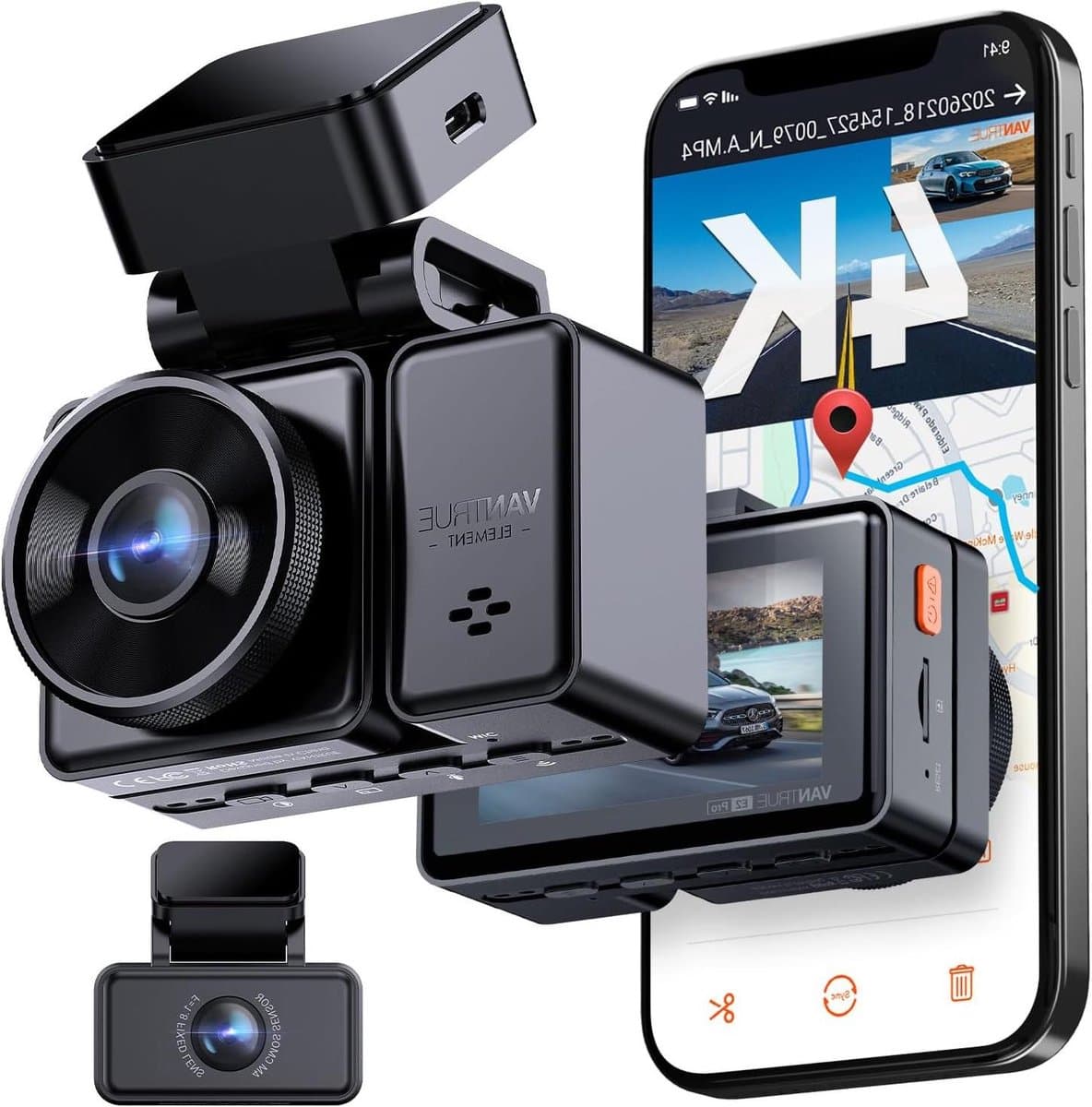 Dashcam - Autocamera - Veilig Rijden - 4K Resolutie - 2 Inch Scherm - Blauw — afbeelding 1