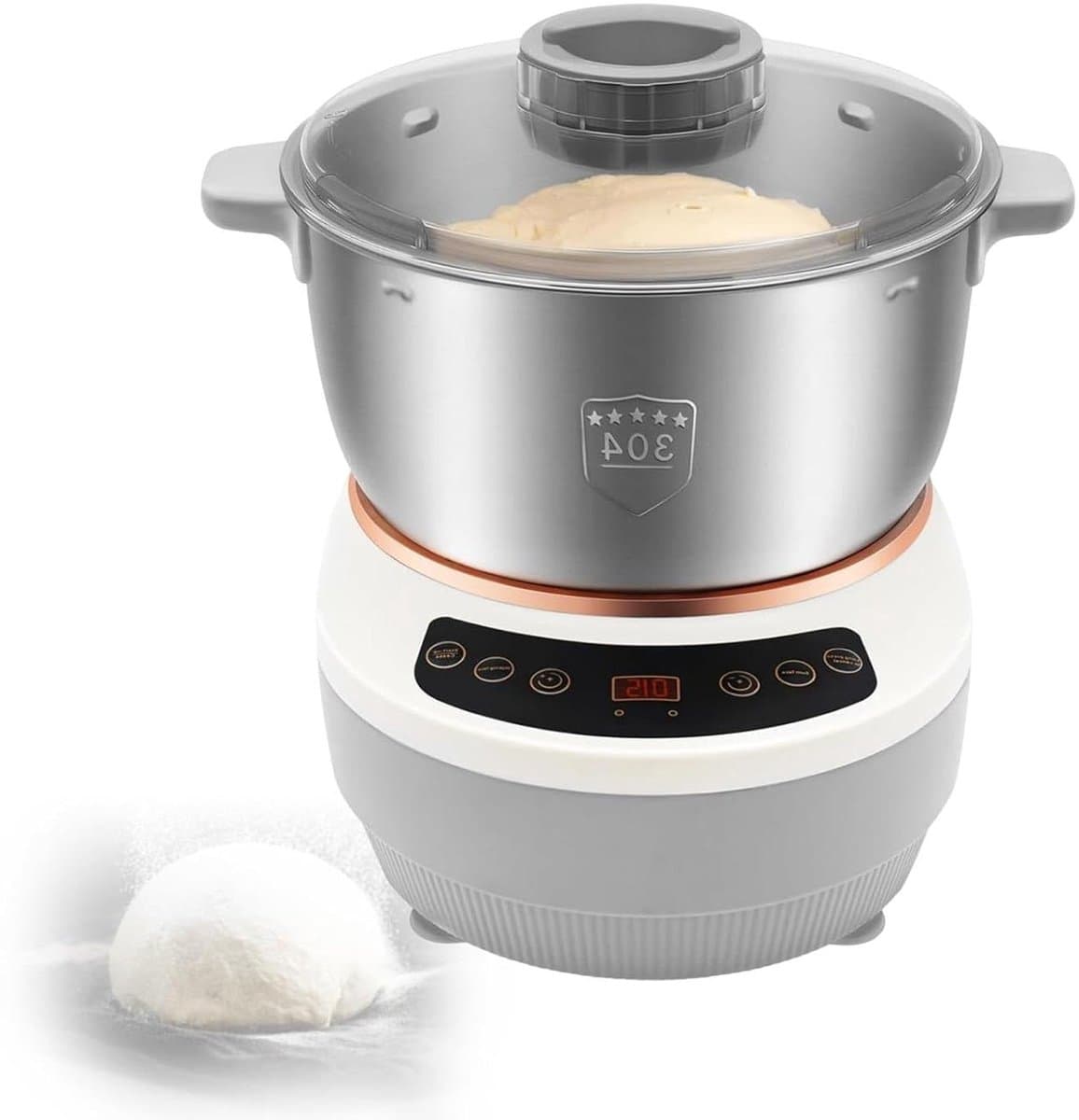 Deegmachine Elektrisch - Deegbereider Mixer - Brood Pizza Maken - Automatisch Kneedt - 5 Liter - Zilver — afbeelding 1