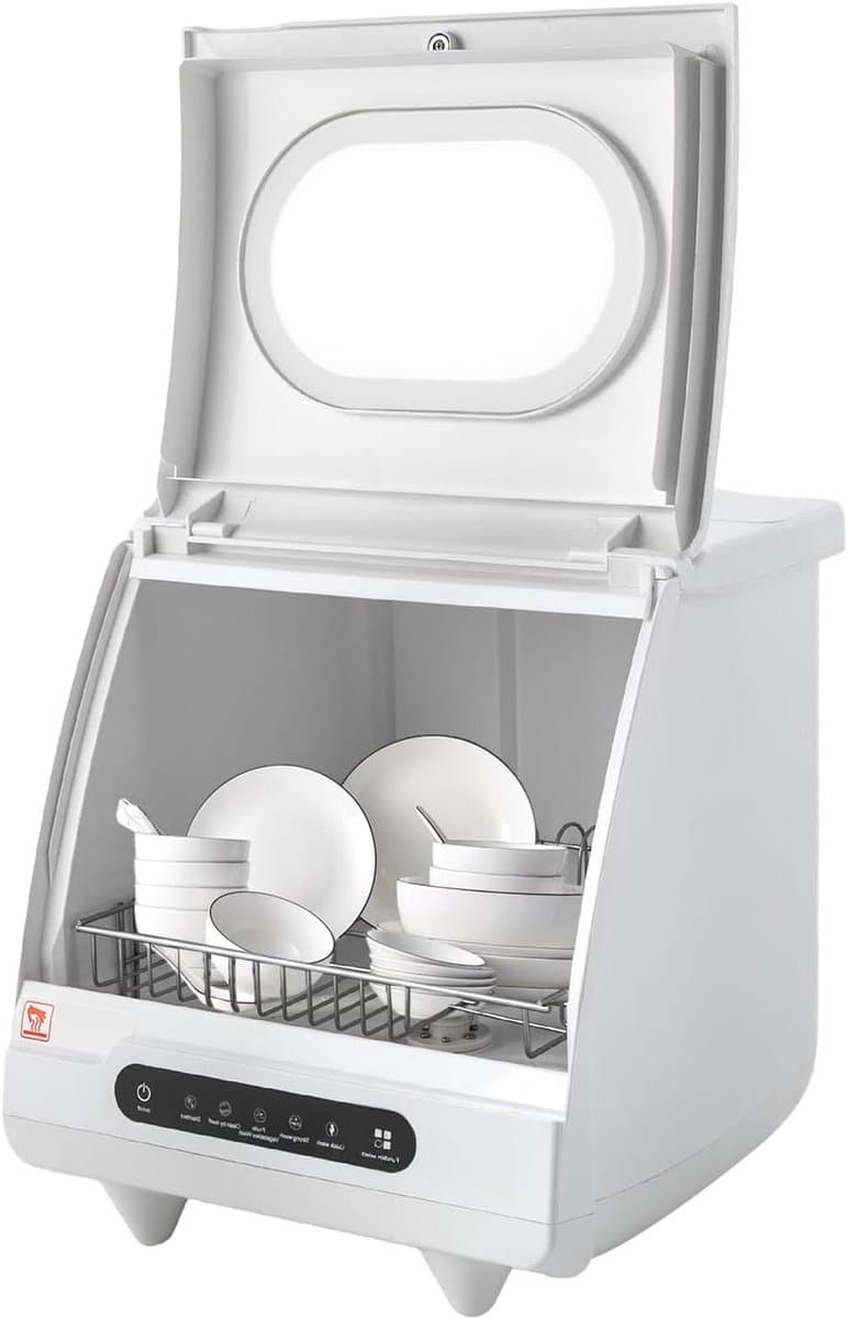 Vaatwasser, draagbare mini-vaatwasser, compacte vaatwasser, 5 programma's, mini-tafelvaatwasser, 5 liter water nodig voor woningen, slaapzalen en campers (wit) — afbeelding 1