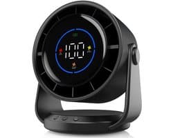 Ventilator-Tafelventilator-Met Digitaal Display - 100 Snelheden -Verstelbare hoek -Geluidsarme-Oplaadbaar - Ontworpen voor Thuis, Kantoor en Reizen