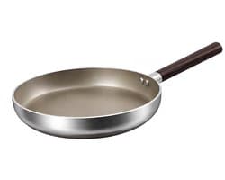 Cheffinger, Anti-aanbakkoekenpan 28 cm, geschikt voor inductie, met handvat in houtlook, Zilver