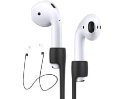 Ainy - Sport band zwart geschikt voor Apple Airpods 1 / 2 / 3 / 4 / Pro 1 & Pro 2 | Siliconen strap cord voor draadloze oordopjes | 50 cm lang kabel
