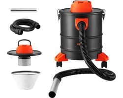 VEVOR Asstofzuiger 1200W Draagbare Haardstofzuiger 20L Stalen Tank Zwart/Oranje, Stofzuiger met Blaasfunctie voor Haarden, Pelletkachels, Grills & Vuurkorven, Dubbel Filtersysteem, met Wielen en 1,2 m Slang