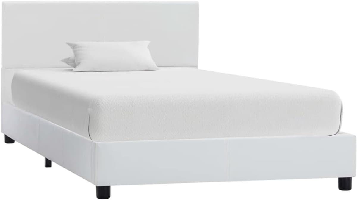 Bedframe, familiebed, palletbed, bedframe, wit, kunstleer, 90x200 cm — afbeelding 1