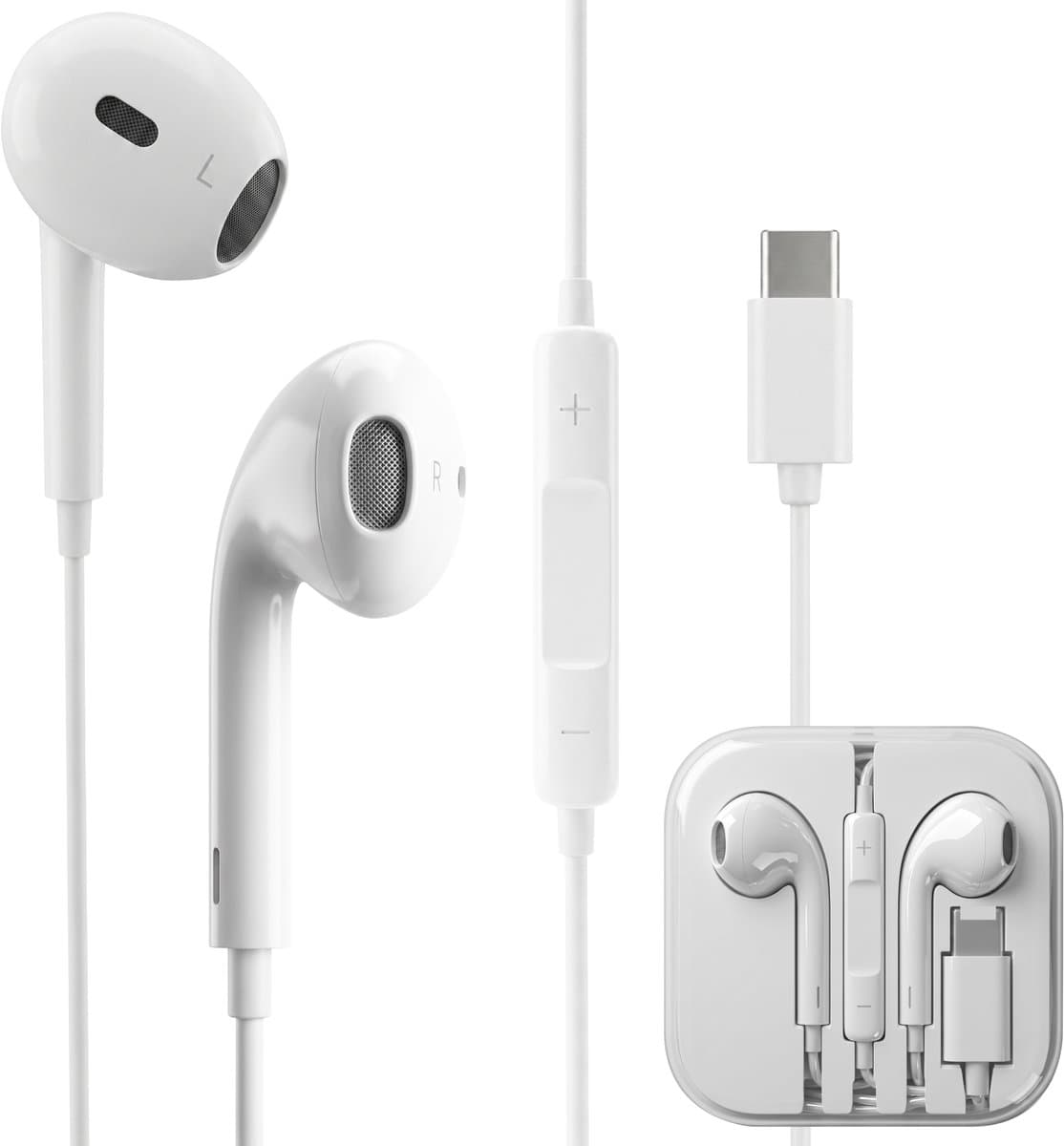 Nuvance Oortjes met Draad - Bedrade Oordopjes - USB-C Oortjes - Oordopjes met Draad en Microfoon - In-Ear Oordopjes - Wit — afbeelding 1