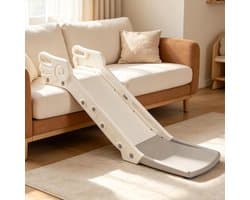 Bankglijbaan voor kinderen, kinderglijbaan voor bank en bed, indoor speelglijbaan voor jongens en meisjes jaar (crèmewit)