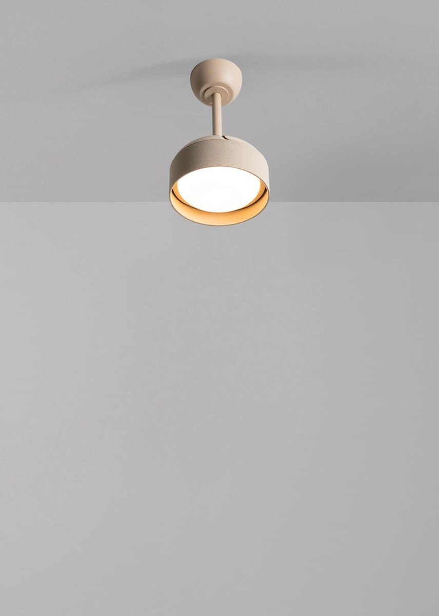 CREATE - Plafondventilator 40W Ø55cm stil met intrekbare bladen met licht - Zand / Linnen zand - WIND CLEAR LAMP — afbeelding 1
