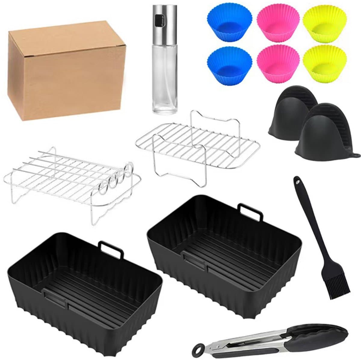 Accessoires Geschikt voor Ninja Airfryer - Airfryer Accessoires Geschikt voor Ninja Foodi AF300EU, AF400EU, Tower T17088, Geschikt voor Dubbele Airfryer 7,6L - 9,5L | BPA-Vrij, Herbruikbaar & Vaatwasmachinebestendig — afbeelding 1