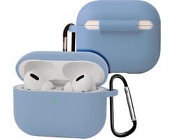 Case - Geschikt voor Apple Airpods Pro 3 - Siliconen Hoes met Clip - Silicone Hoesje Cover - Lichtblauw