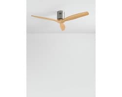 CREATE - Plafondventilator 40W silent 100% hout (Ø132cm) (ruimtes 10m²-25m²) - Nikkel / Licht hout - Geen licht - Afstandsbediening - WIND CALM NATURAL WOOD — afbeelding 1