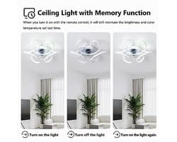 45 cm Plafondventilator met Verlichting - Stil, Dimbaar en Omkeerbaar met 6 Snelheden voor Woonkamer en Slaapkamer