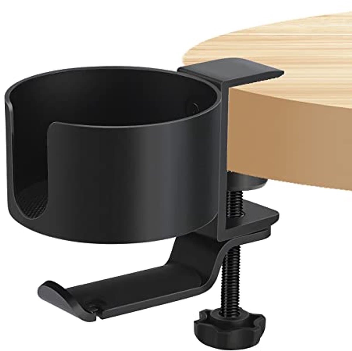 Hoofdtelefoonhouder met Bekerhouder – 360° Rotatie, Aluminium, Eenvoudige Installatie – Ideaal voor Bureau en Gamingtafel — afbeelding 1