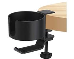 Hoofdtelefoonhouder met Bekerhouder – 360° Rotatie, Aluminium, Eenvoudige Installatie – Ideaal voor Bureau en Gamingtafel