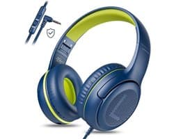 Hoofdtelefoon voor School Peuter Bedraad met Microfoon Blauw Groen shareport Telefoons Tiener Volume Control Vliegtuig Twee Mensen Kinderen Baby's