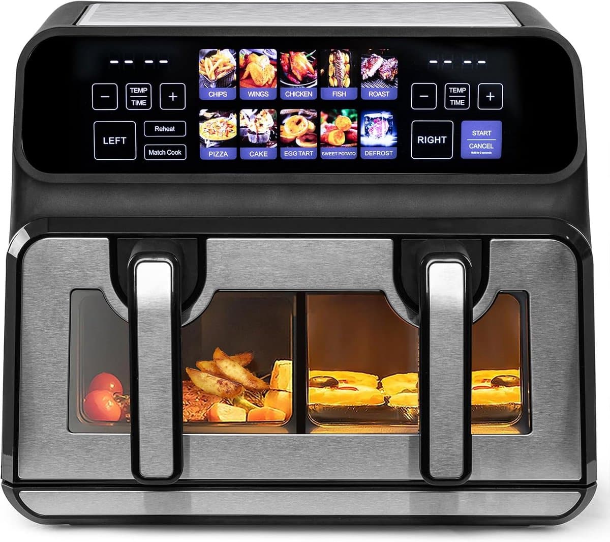 Dubbele Heteluchtfriteuse - Airfryer XXL - Gezond Koken - Twee Manden - 10 Liter - Zwart — afbeelding 1