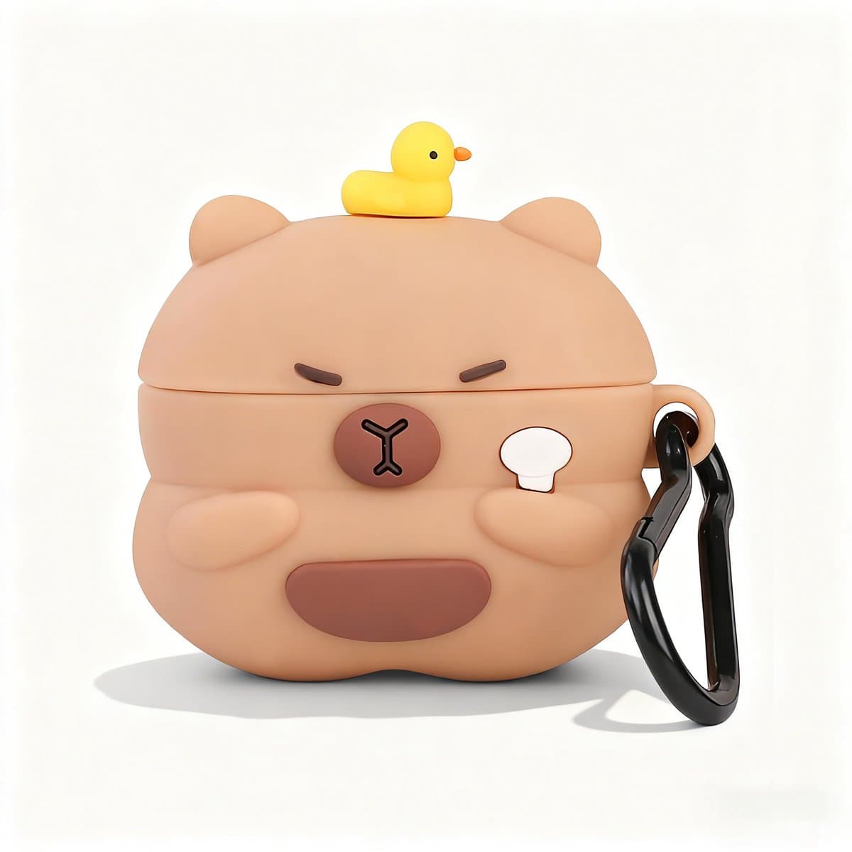Namajunas - Case geschikt voor Apple AirPods Pro 4 hoesje - Hoesje Geschikt voor AirPods Pro 4 Hoesje Siliconen Case - optimale bescherming - Valbescherming - Capibara Hoesje Siliconen Case - Met karabijnhaak - Capybara — afbeelding 1