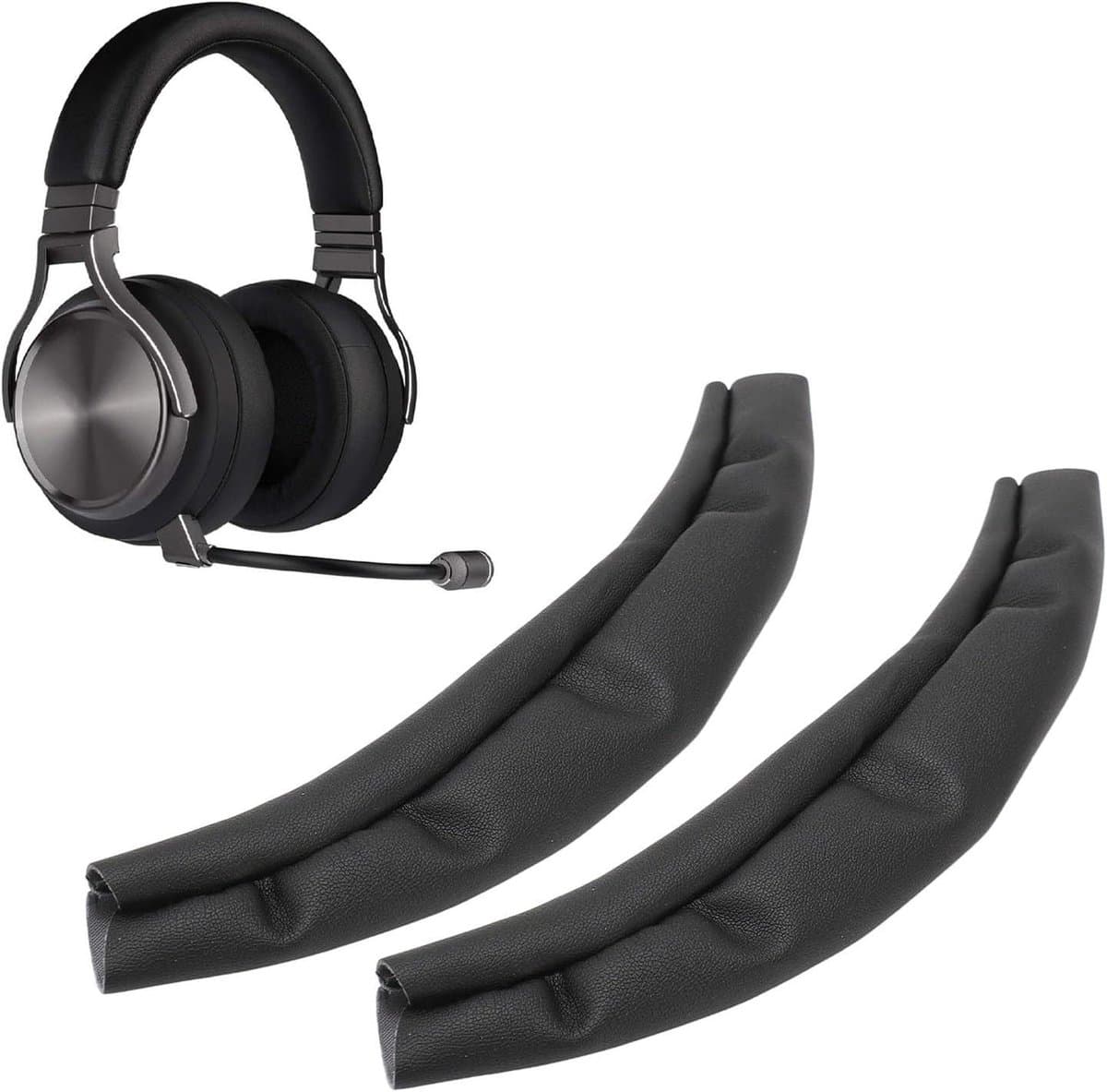 Vervangende hoofdbandhoes eiwitleren hoofdbandbeschermer zwart geschikt voor Virtuoso RGB Wireless SE. — afbeelding 1