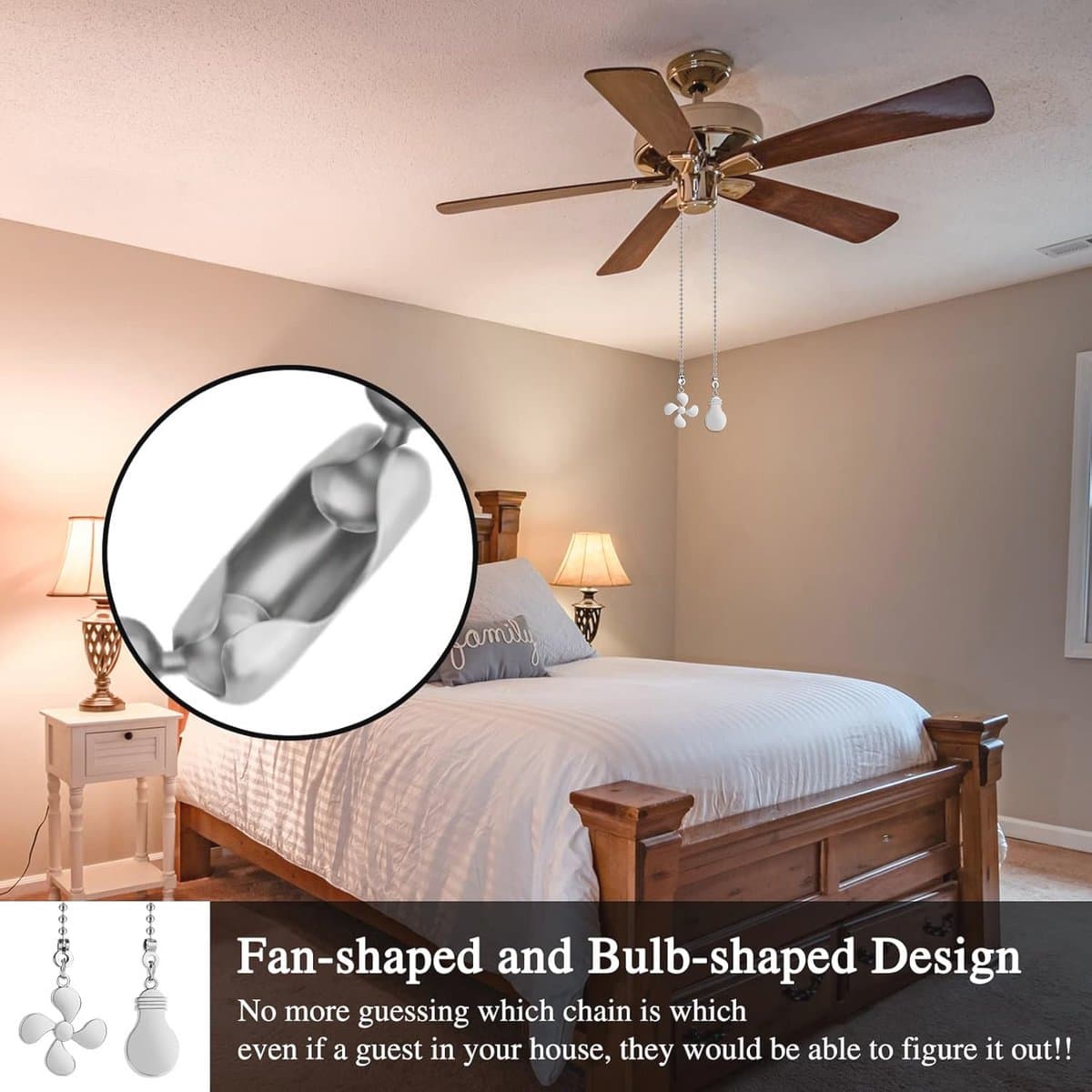 2 Stuks Plafond Ventilator Trekketting - Zilver — afbeelding 1