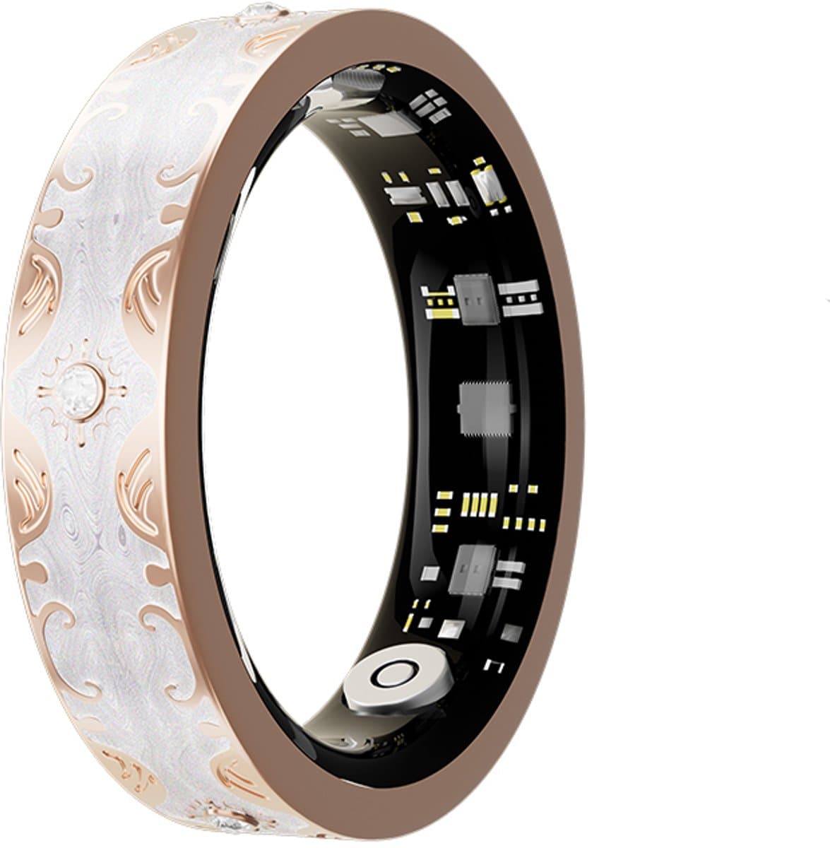 WizBay Premium Select® Bohemian Smart Ring - Pearl White - Hartslag, Slaap en Zuurstofmeting - Activiteitstracker - Maat 9 — afbeelding 1