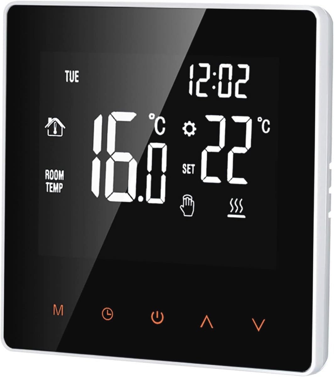 Digitale thermostaat 16A met touchscreen en LCD-display voor elektrische vloerverwarming — afbeelding 1