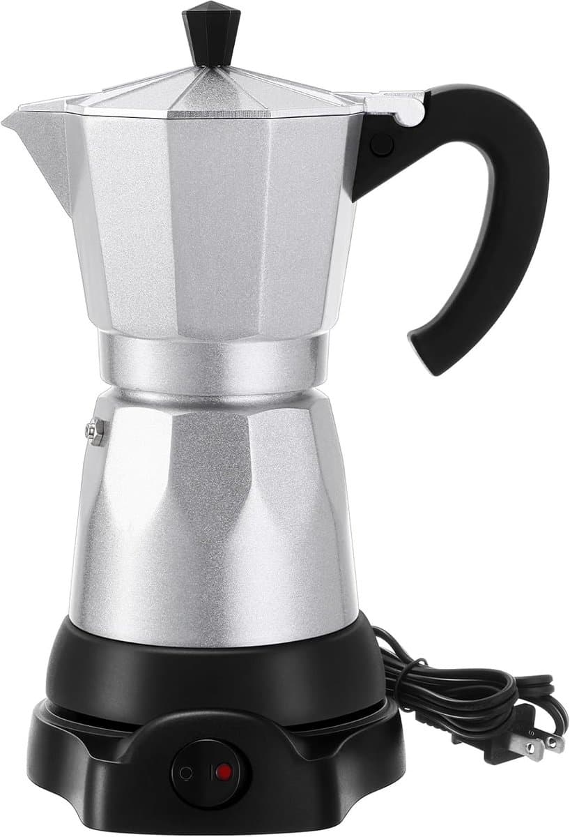6-Kops Elektrische Italiaanse Moka-Machine 300ml - Draagbare Aluminium Espressomachine met Afneembaar Onderstel - Aluminiumkleur — afbeelding 1