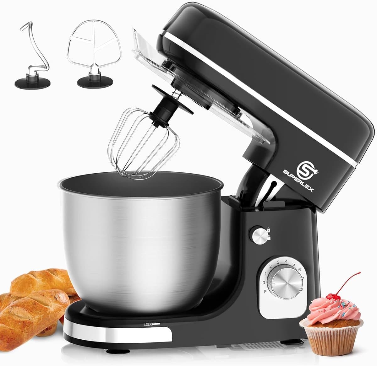 Keukenmachine - Deegmachine Mixer - Bakken en Koken - Krachtige 1300W Motor - 5 Liter Kom - Zwart — afbeelding 1